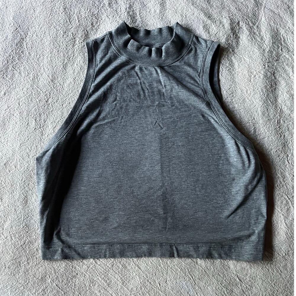 Heather Gray Cropped Mock Neck Athletic Tank S/M